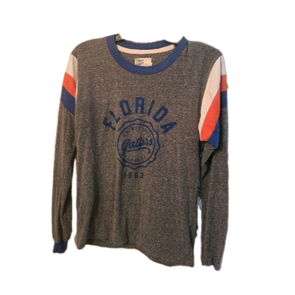 Florida Gators Gray Long Sleeve Tee with Contrast Sleeve Stripes